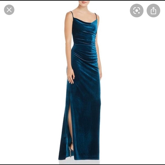 Shelli Segal Cowl Neck Velvet Dress 